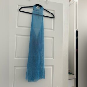 Blue Mesh Halter Dress